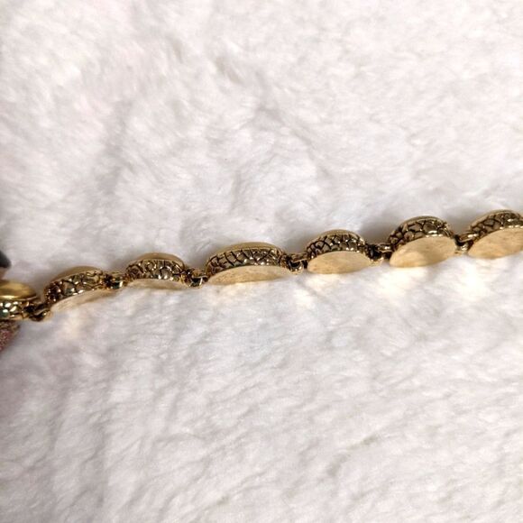 Vintage Liz Claiborne Brushed Goldtone Round & Oval Medallion Bracelet - Picture 7 of 10